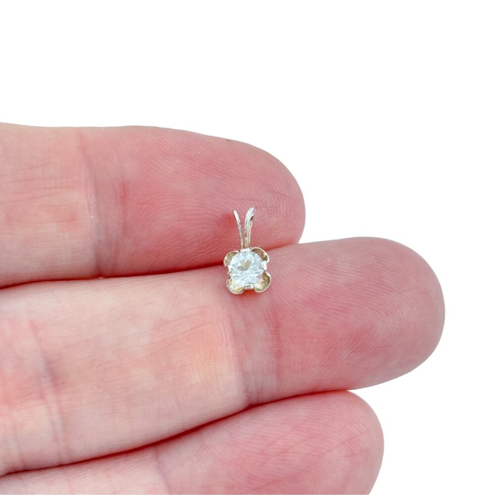 Vintage Sterling Silver Cubic Zirconia Solitaire Pendant